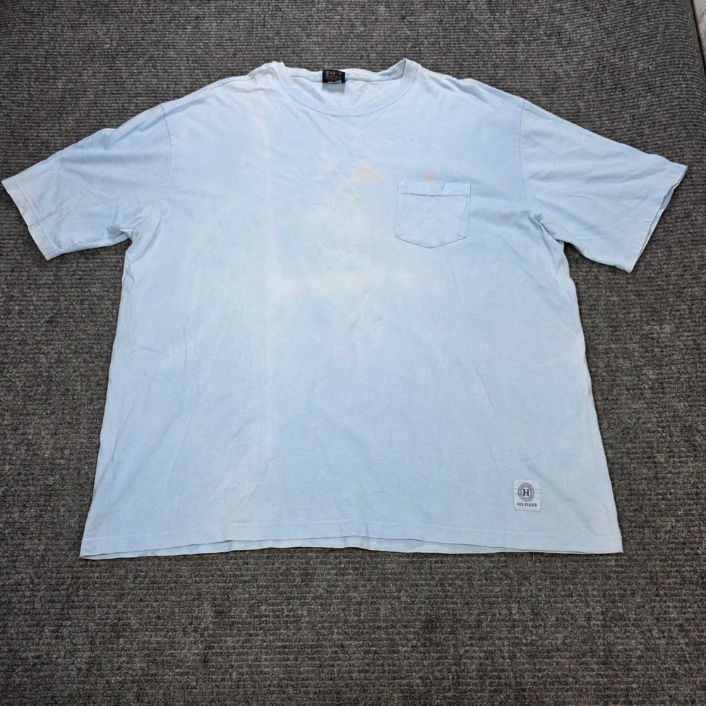 Vintage Tommy Hilfiger Front Pocket T-Shirt Men's Size XXL Light Blue All Cotton